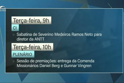 Agenda da semana tem CPMI do INSS e sabatina de Gonet