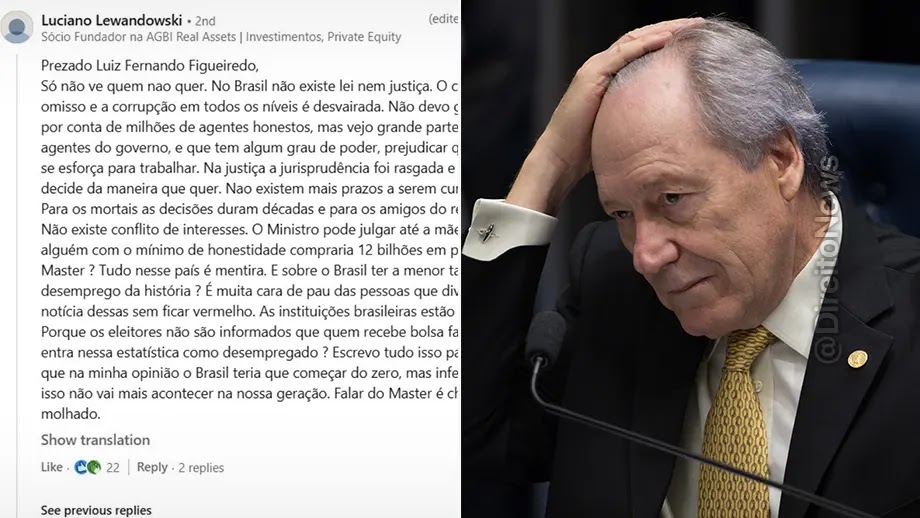 Irmão de Lewandowski: Brasil não tem lei nem justiça