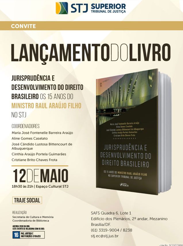 Livro sobre 15 anos de Raul Araújo no STJ é lançado em 19 de maio